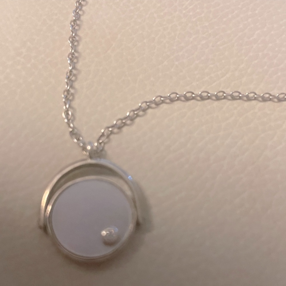 LIKE NEW Silpada N2722 Flip a Coin Necklace Mother Of Pearl CZ Sterling Silver